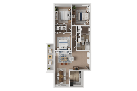 Floor plan for 3 beds, 1.5 baths, 1022 sqft